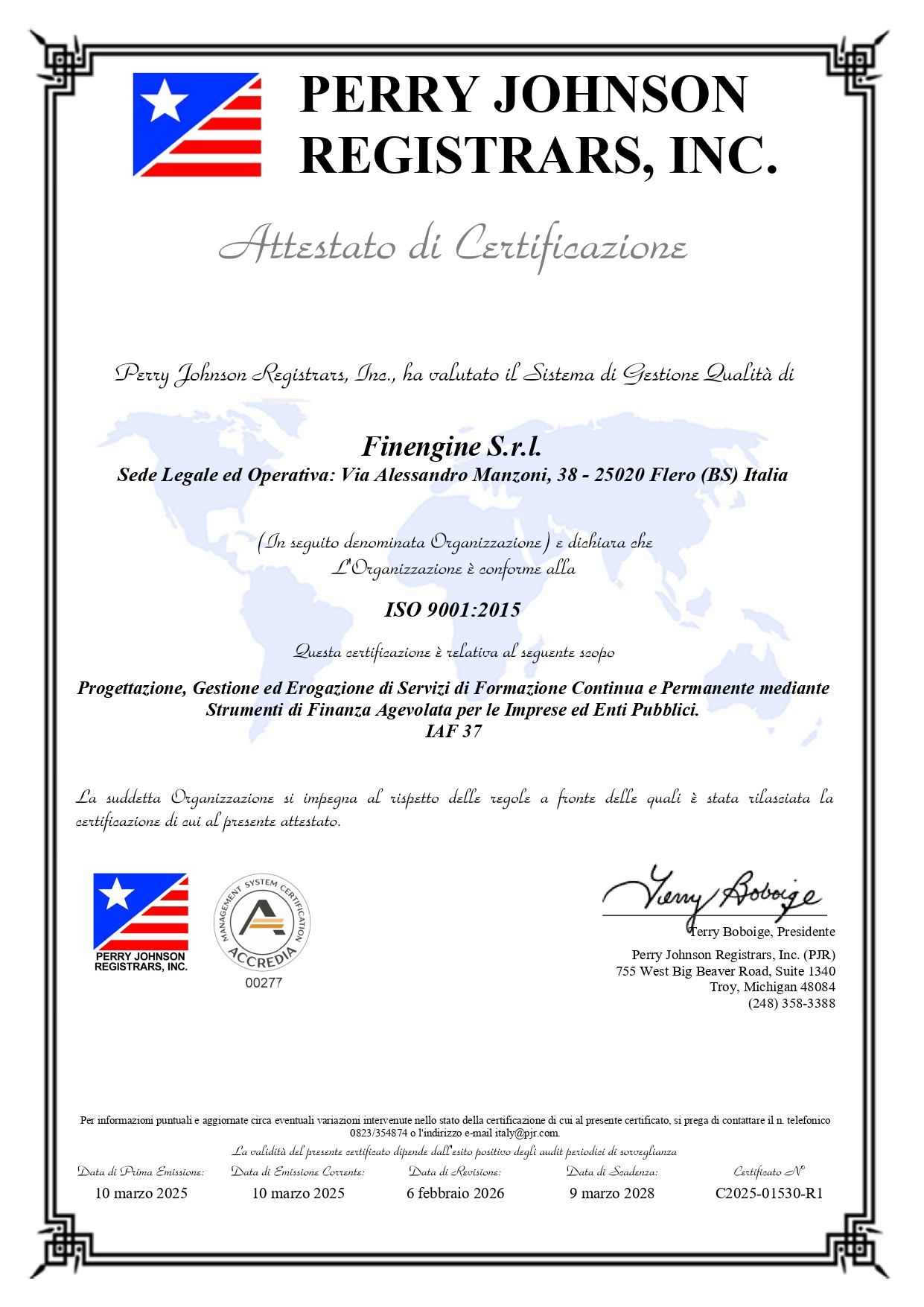 certificazione ISO 9001 2015
